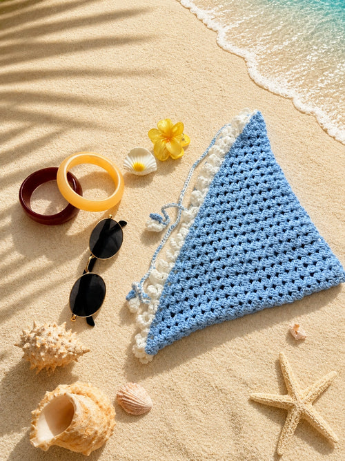 Baby Blue Crochet Bandana