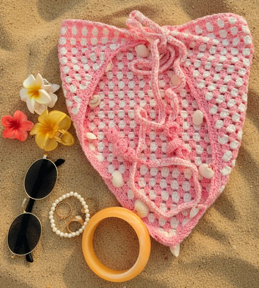 Blush Shell Crochet Bandana