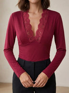 Lace Detail V-Neck Top