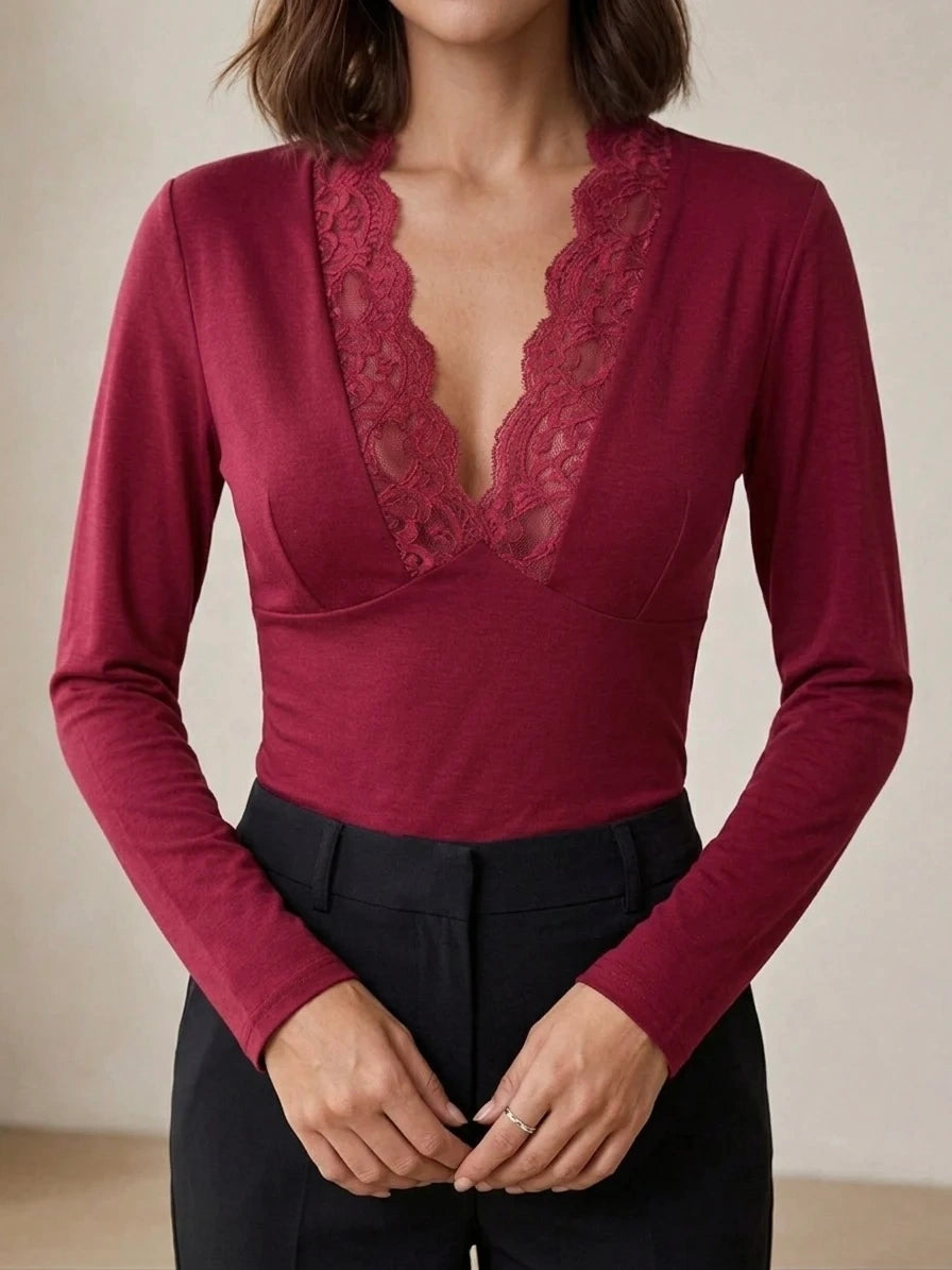 Lace Detail V-Neck Top