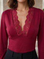 Lace Detail V-Neck Top