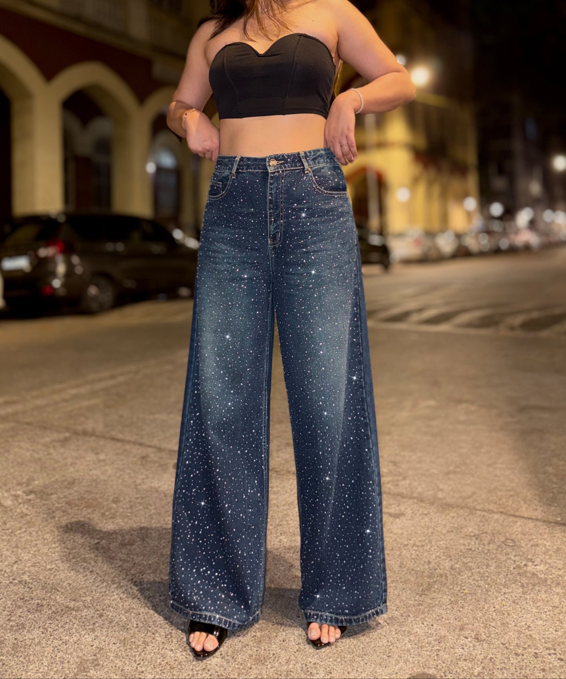 Moonlit Rhinestone Denim