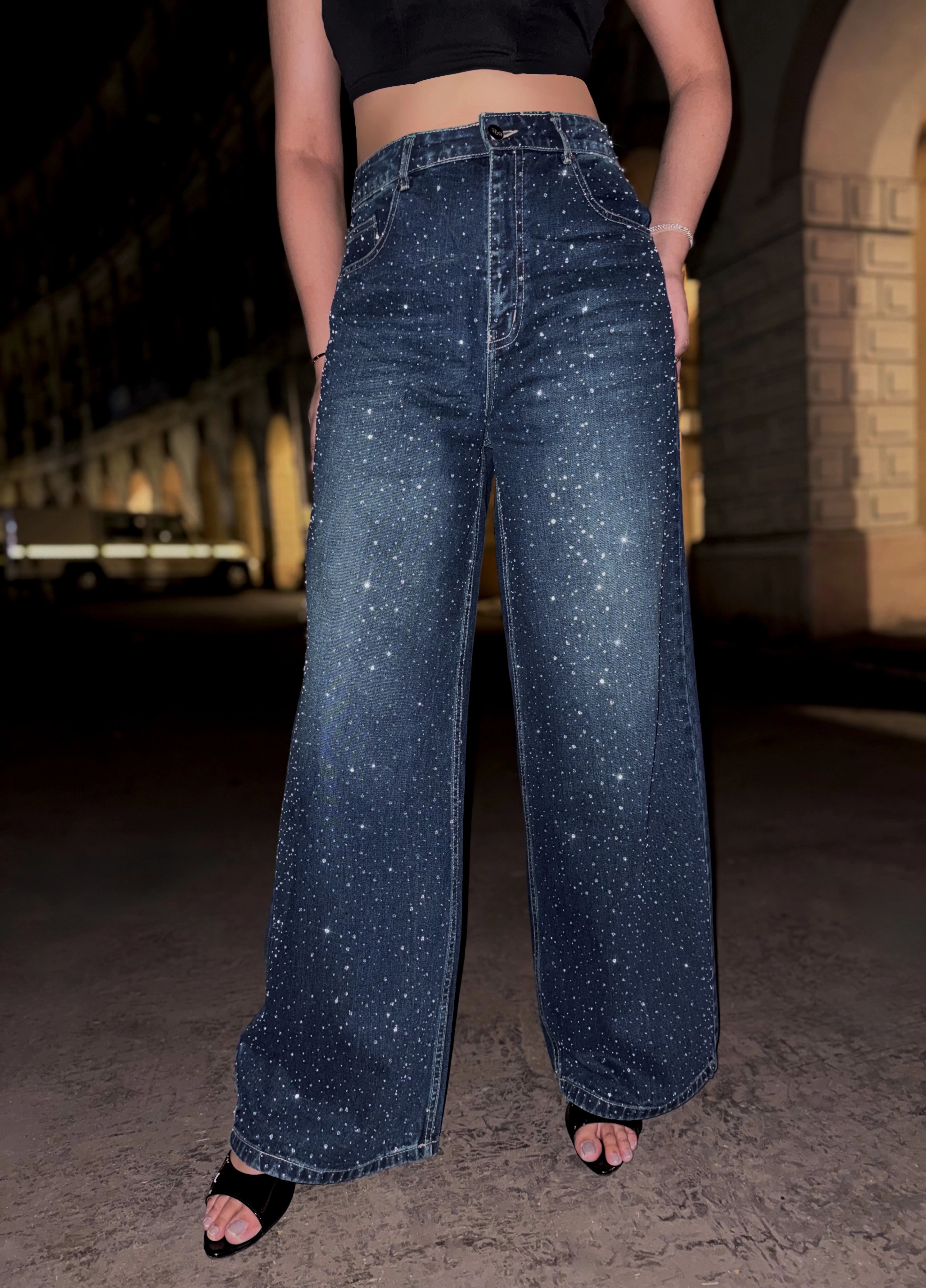 Moonlit Rhinestone Denim
