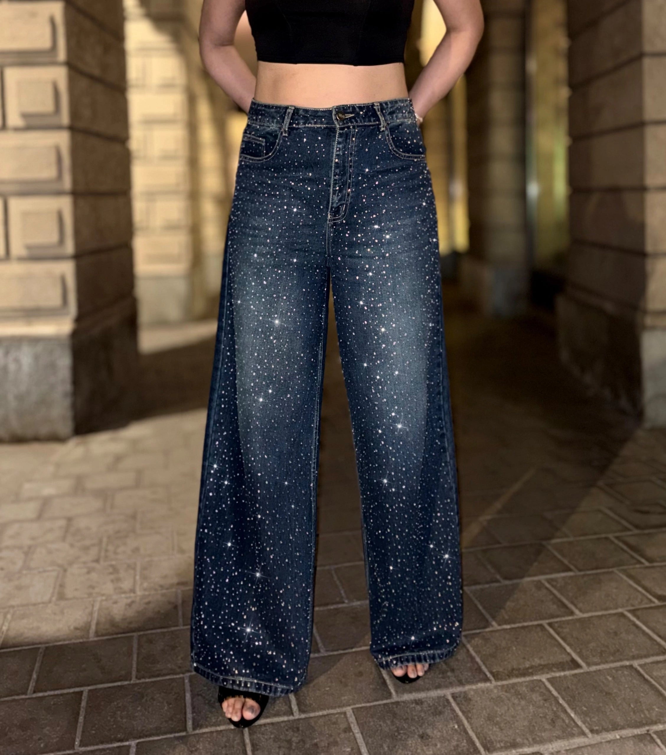 Moonlit Rhinestone Denim