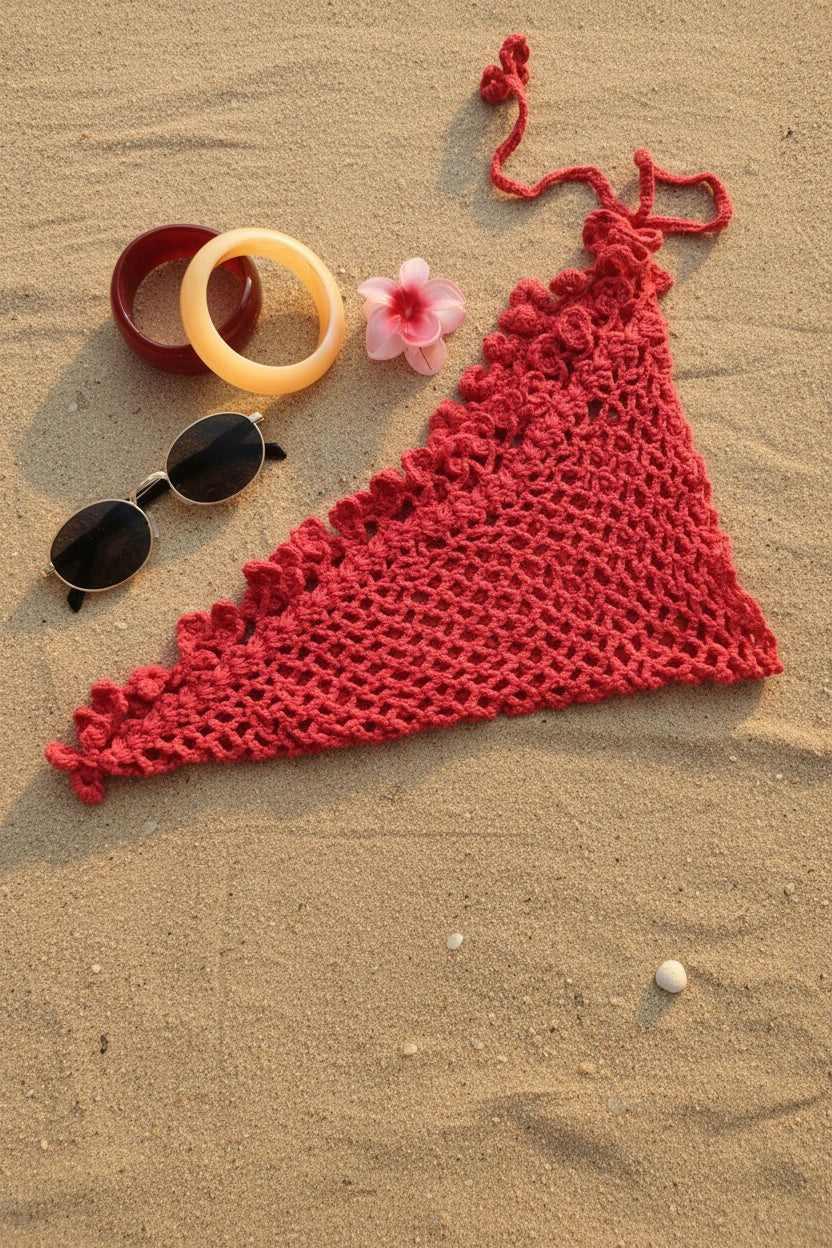 Hot Berry Crochet Bandana