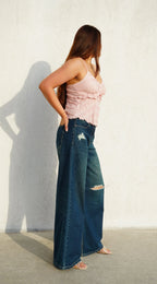 Midnight Rugged Wide-Leg Denim