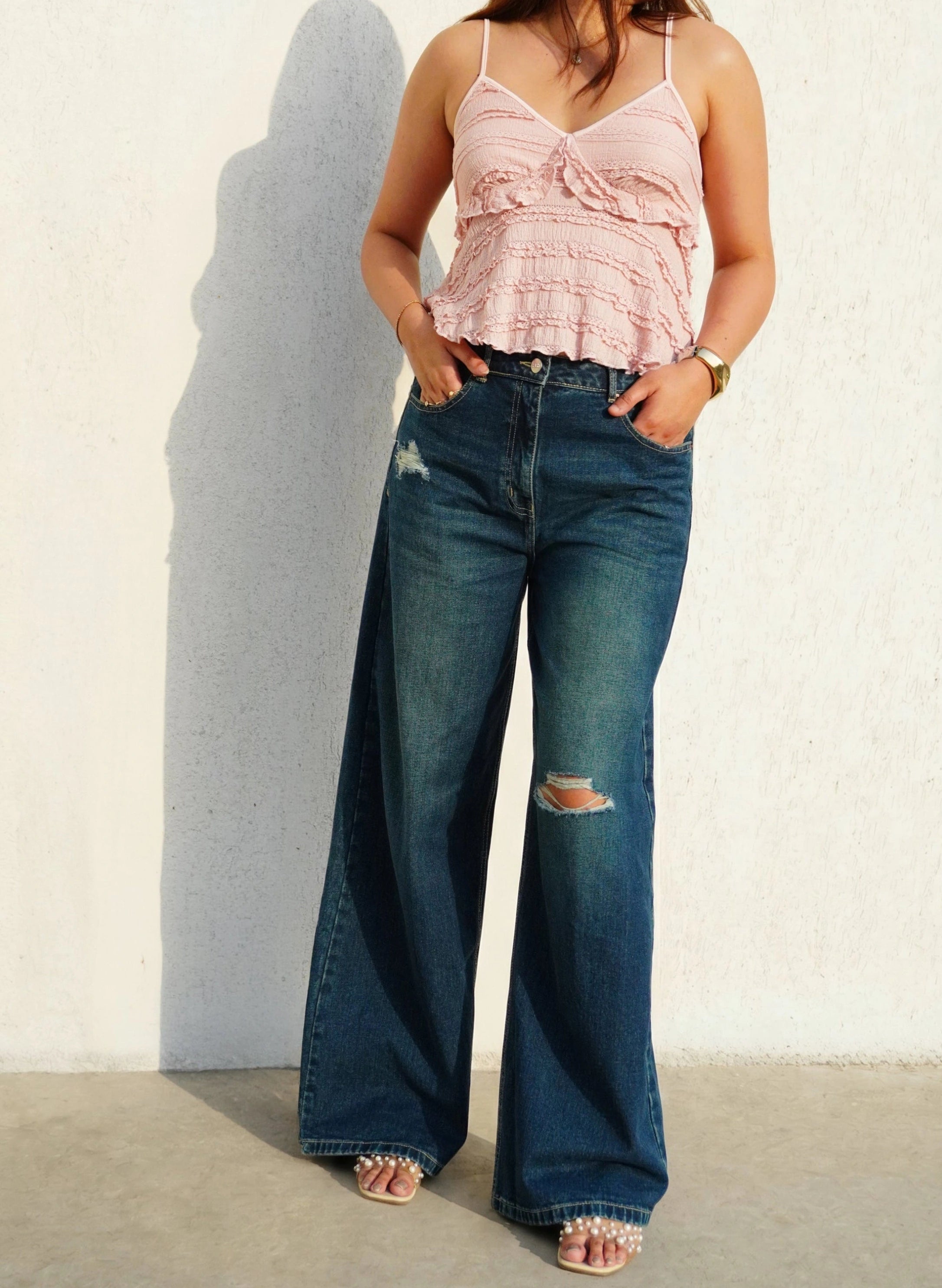 Midnight Rugged Wide-Leg Denim