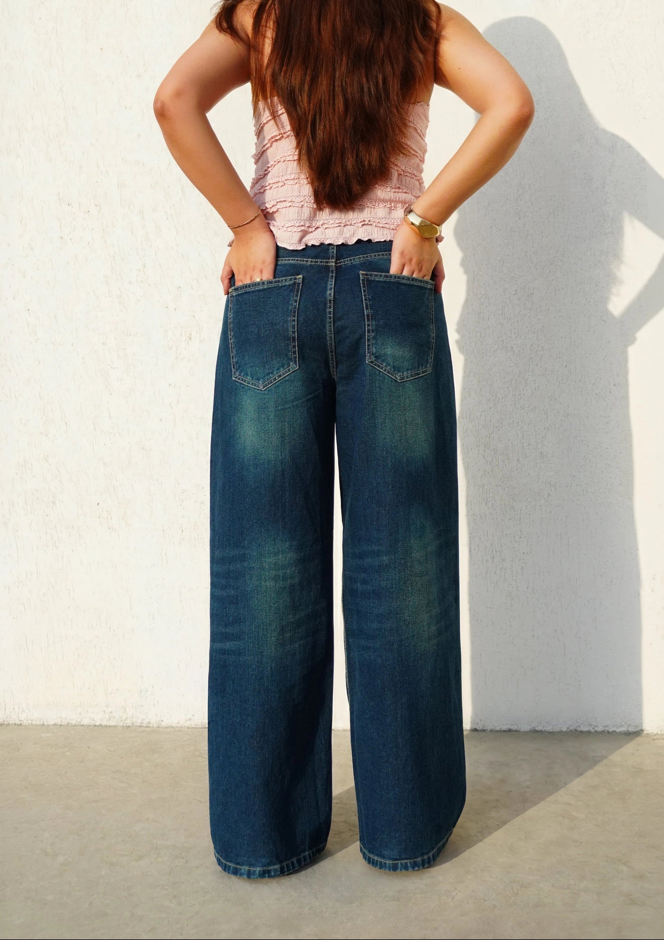 Midnight Rugged Wide-Leg Denim