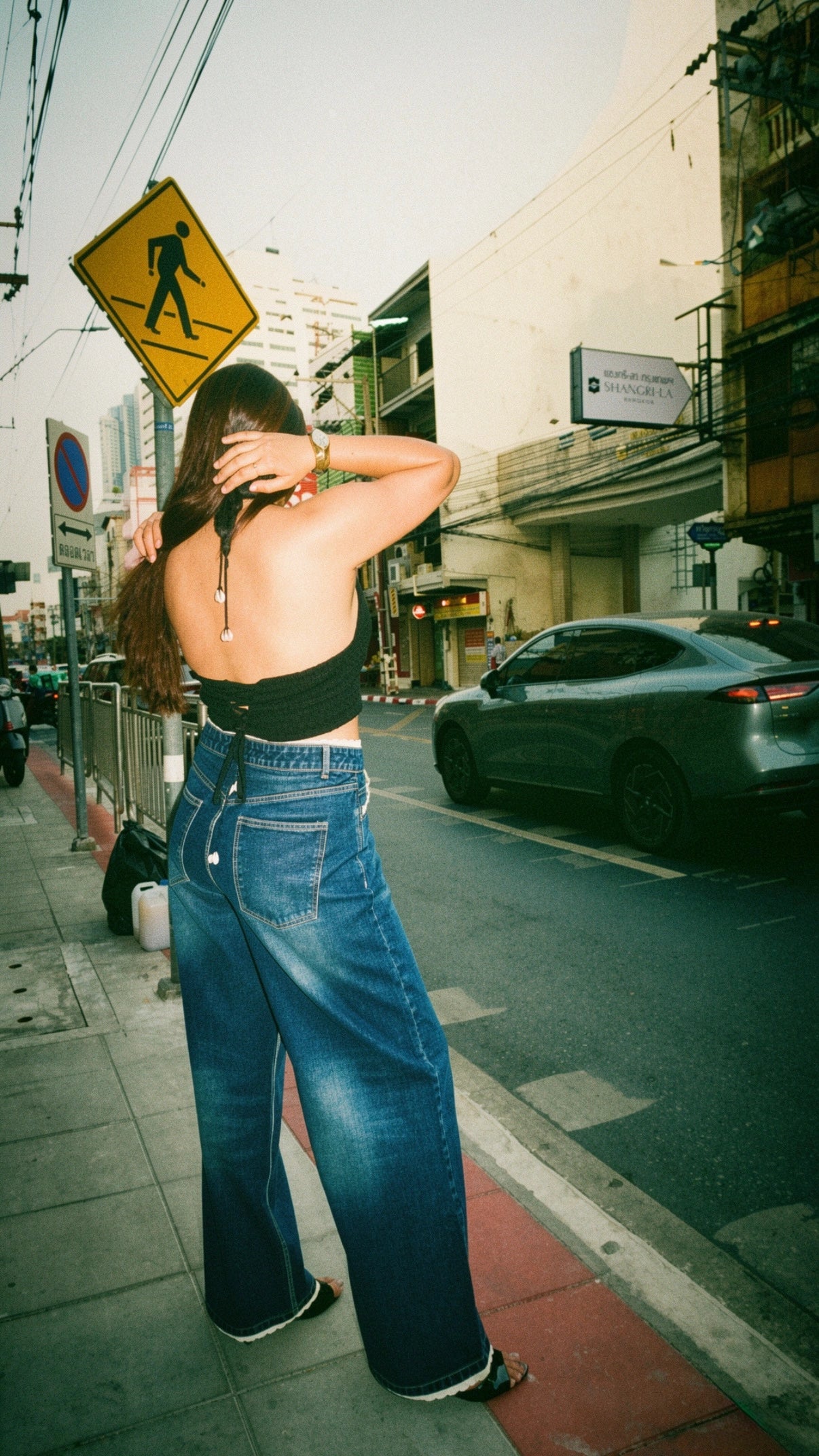 Vintage Lace Wide-leg Denim